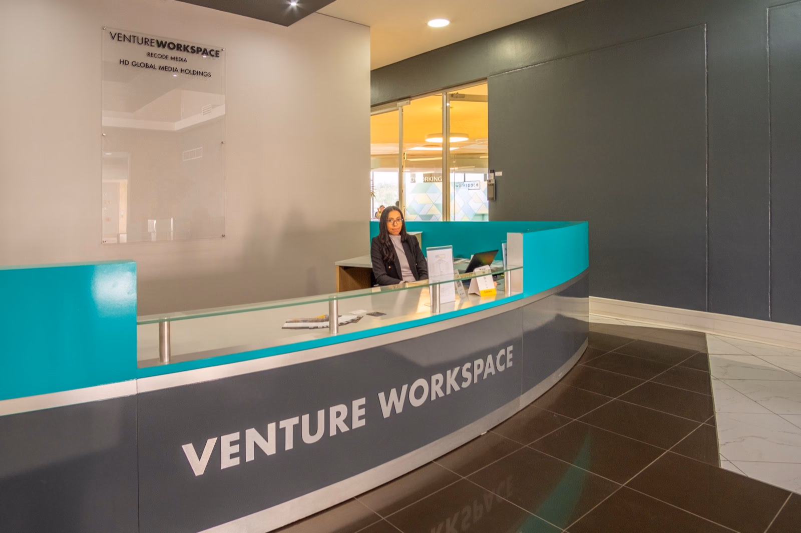 The front desk at a Venture Workspace co-working location in South Africa