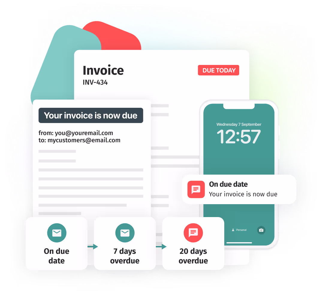 Paidnice illustration showing a late fee being issued onto an invoice